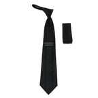 Men's Woven Tie Hankie Set J.Valintin Private Collection R93 Black Shadow Floral
