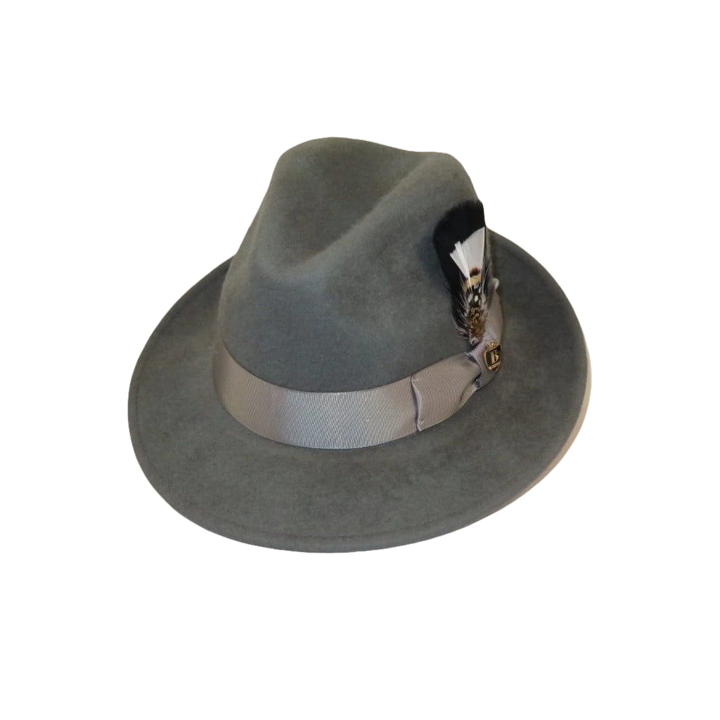 Men Bruno Capelo Hat Australian Wool Rabbit Fur Look Felt Fedora RA763 Gray