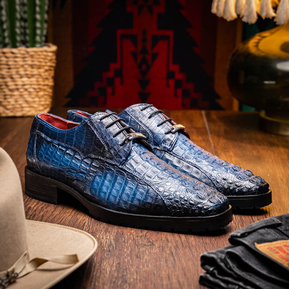 Men's Shoes genuine caiman crocodile skin Ragusa Stained Navy