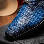 Men's Shoes genuine caiman crocodile skin Ragusa Stained Navy