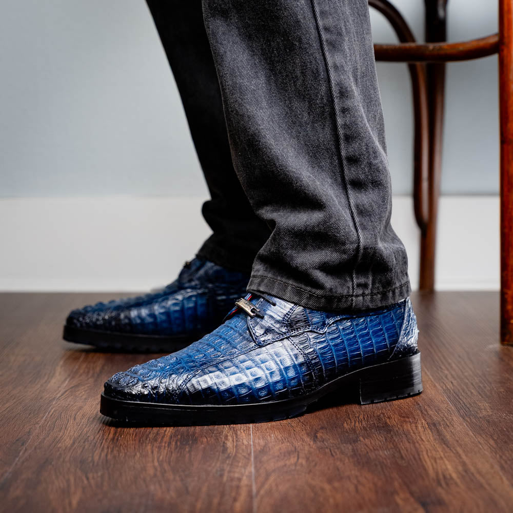 Men's Shoes genuine caiman crocodile skin Ragusa Stained Navy