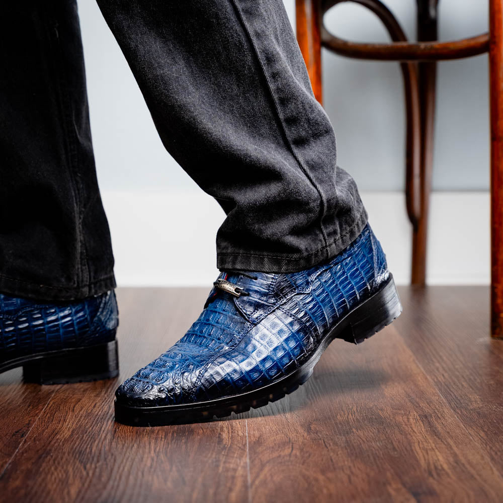 Men's Shoes genuine caiman crocodile skin Ragusa Stained Navy