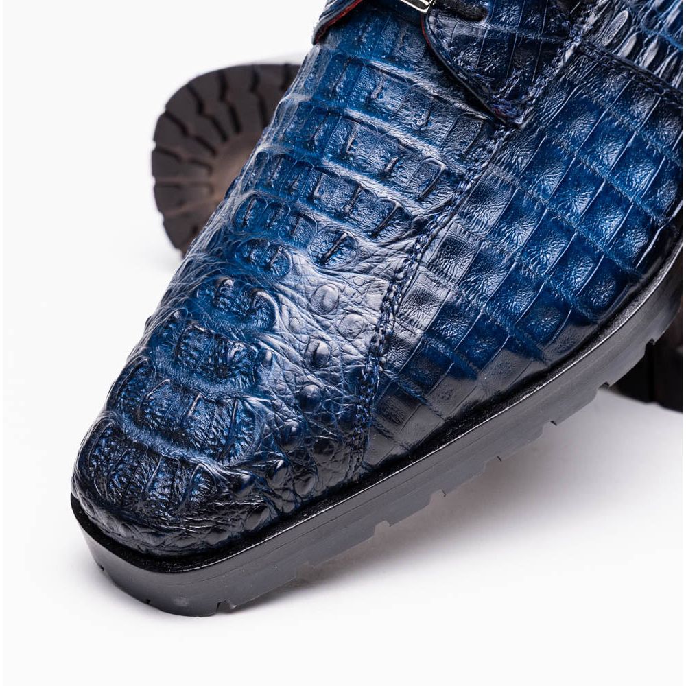 Men's Shoes genuine caiman crocodile skin Ragusa Stained Navy