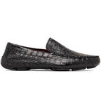Remo Genuine Caiman Slip On Driving Loafers  Black