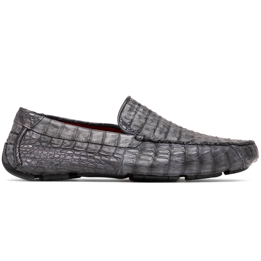 Remo Genuine Caiman Slip On Driving Loafers Gray