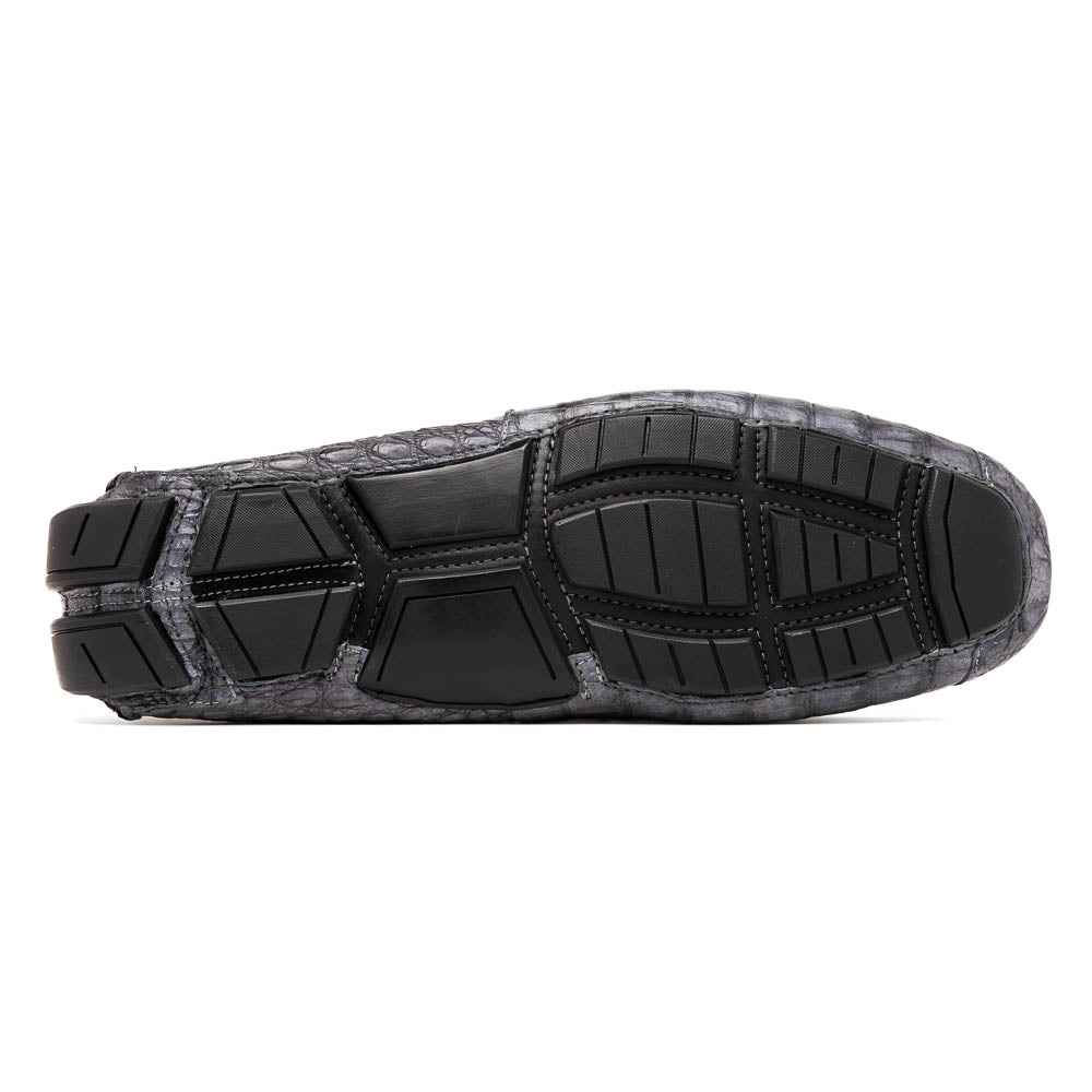 Remo Genuine Caiman Slip On Driving Loafers Gray