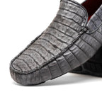Remo Genuine Caiman Slip On Driving Loafers Gray