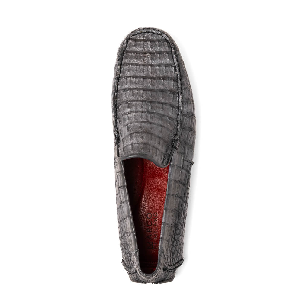 Remo Genuine Caiman Slip On Driving Loafers Gray