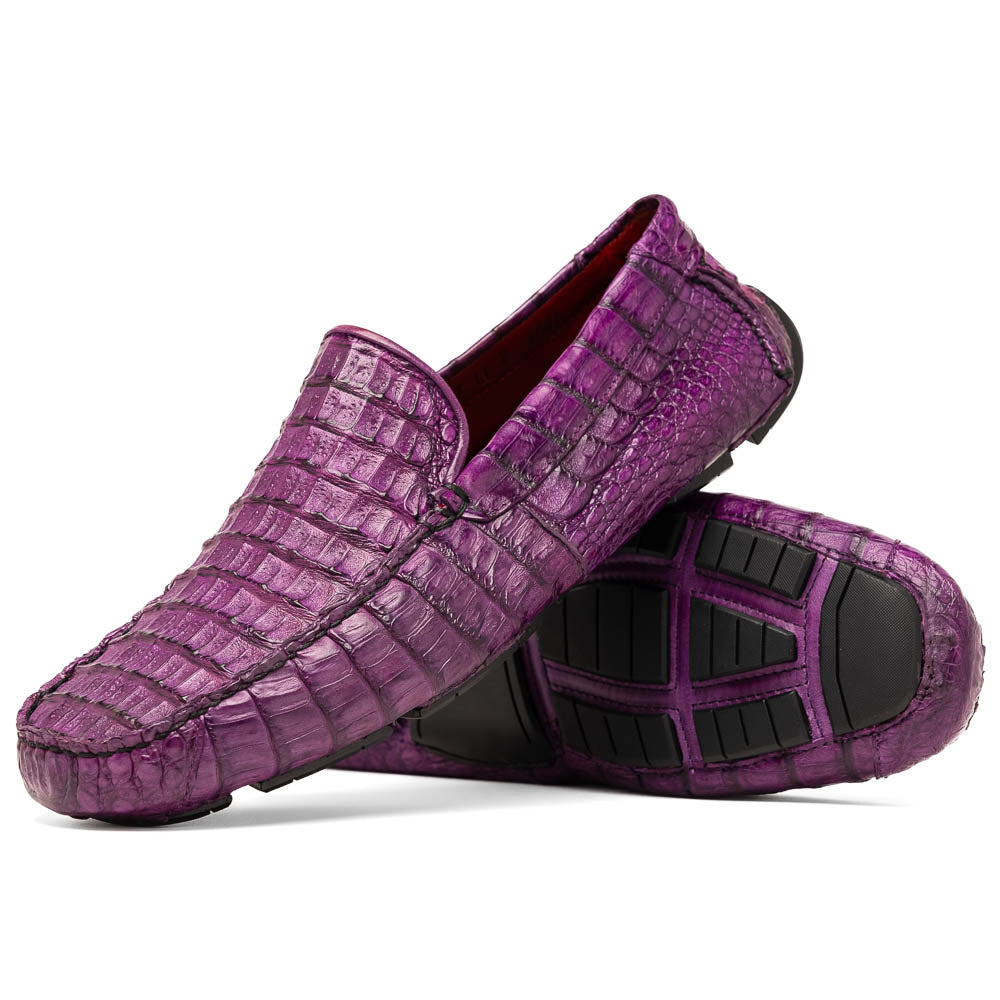 Marco Di Milano genuine caiman slip-on driving loafer Shoes Remo Purple