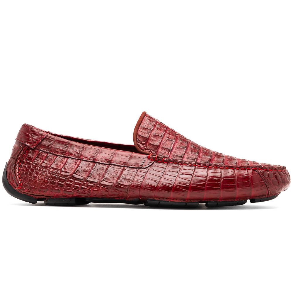 Remo Genuine Caiman Slip On Driving Loafers Wine