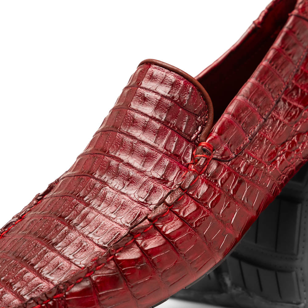 Remo Genuine Caiman Slip On Driving Loafers Wine