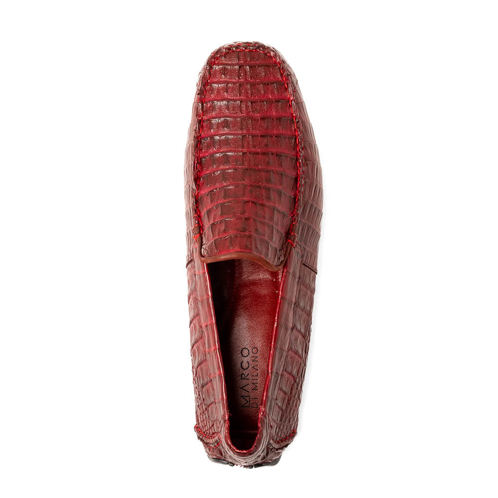 Remo Genuine Caiman Slip On Driving Loafers Wine