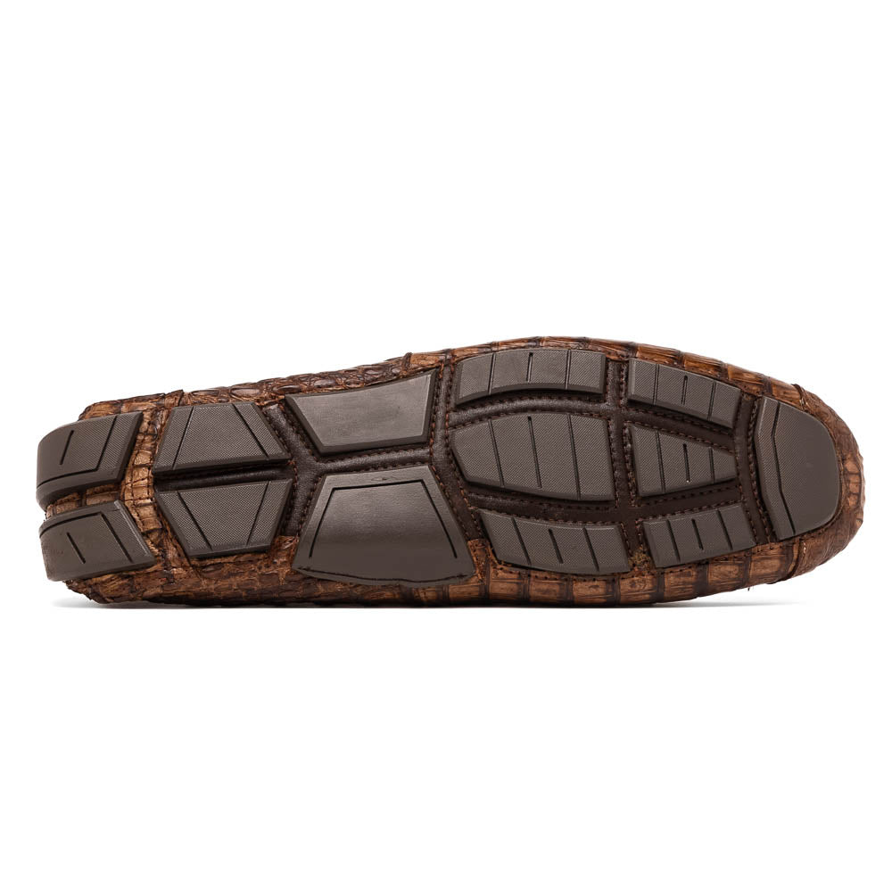Men's genuine Crocodile caiman slip-on driving loafer Shoes Remo Washed Brown