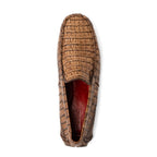 Men's genuine Crocodile caiman slip-on driving loafer Shoes Remo Washed Brown