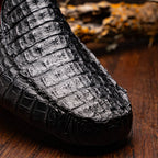 Remo Genuine Caiman Slip On Driving Loafers  Black