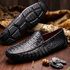 Remo Genuine Caiman Slip On Driving Loafers  Black