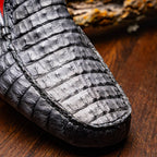 Remo Genuine Caiman Slip On Driving Loafers Gray