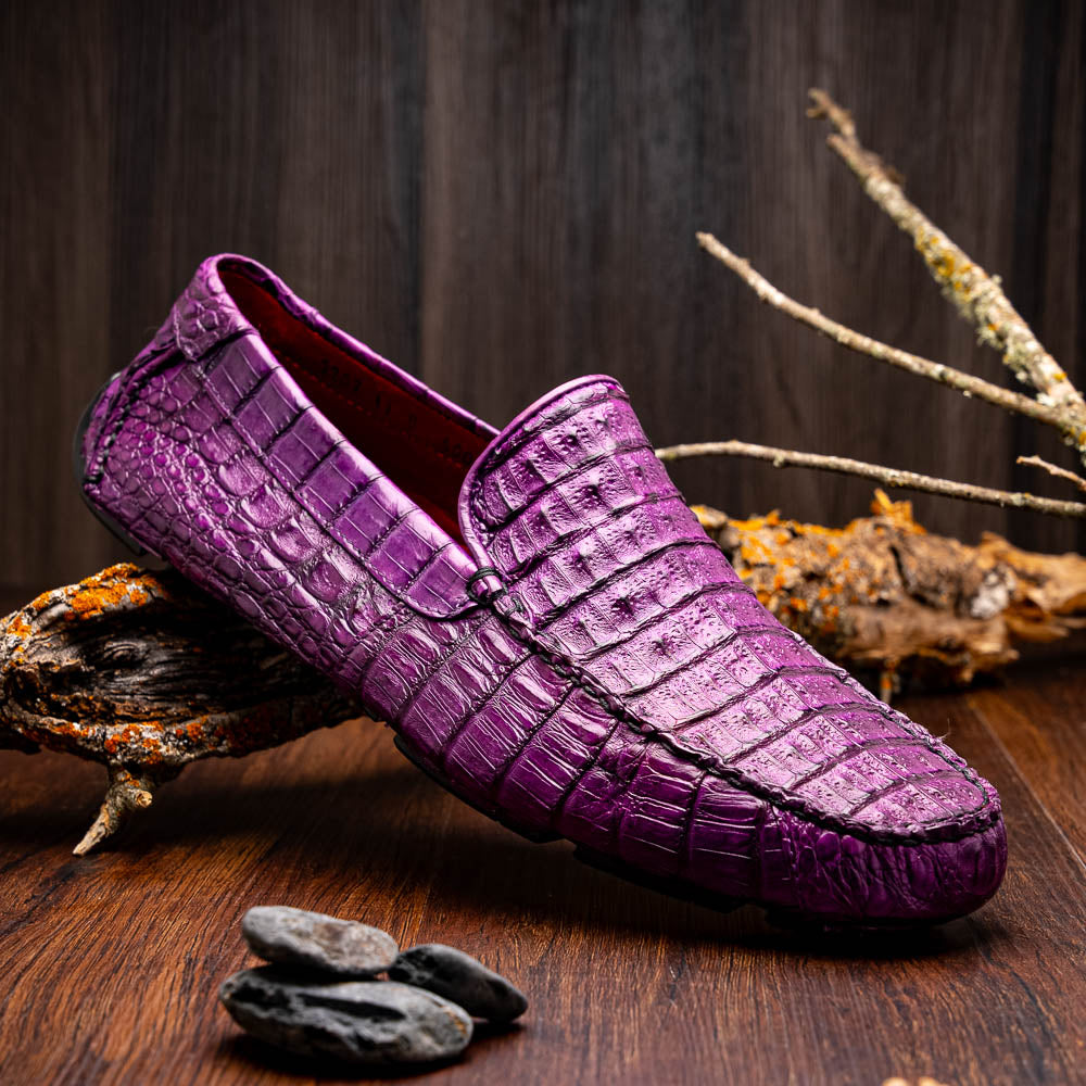 Marco Di Milano genuine caiman slip-on driving loafer Shoes Remo Purple