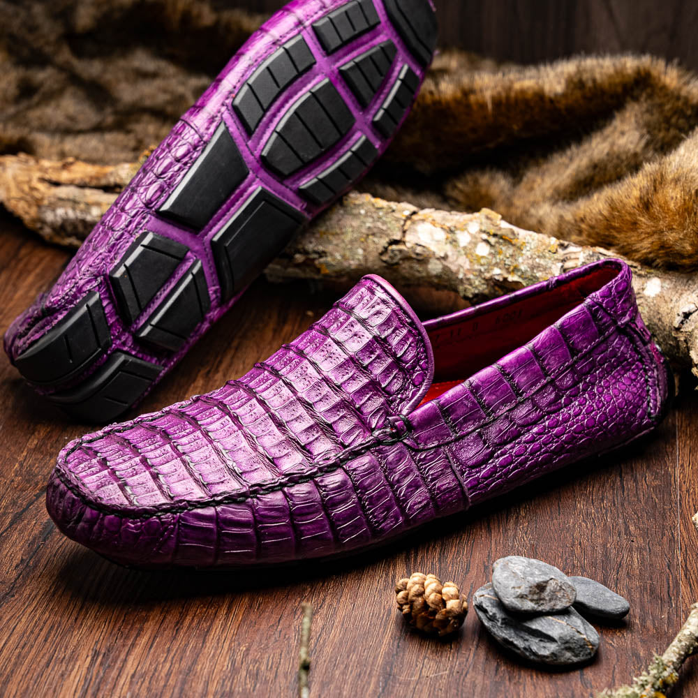 Marco Di Milano genuine caiman slip-on driving loafer Shoes Remo Purple
