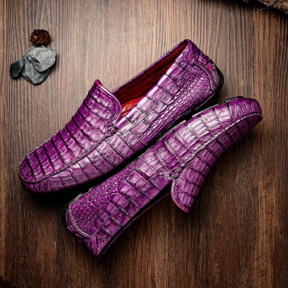 Marco Di Milano genuine caiman slip-on driving loafer Shoes Remo Purple