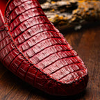 Remo Genuine Caiman Slip On Driving Loafers Wine