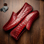 Remo Genuine Caiman Slip On Driving Loafers Wine