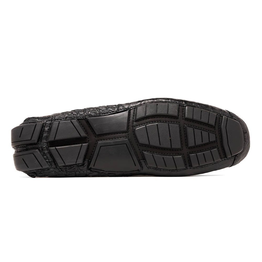 Remo Genuine Caiman Slip On Driving Loafers  Black