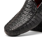 Remo Genuine Caiman Slip On Driving Loafers  Black