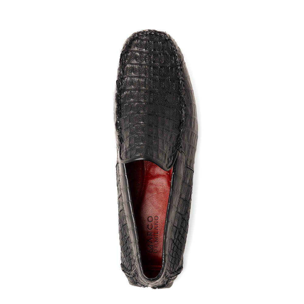 Remo Genuine Caiman Slip On Driving Loafers  Black