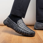 Remo Genuine Caiman Slip On Driving Loafers Gray