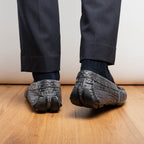 Remo Genuine Caiman Slip On Driving Loafers Gray