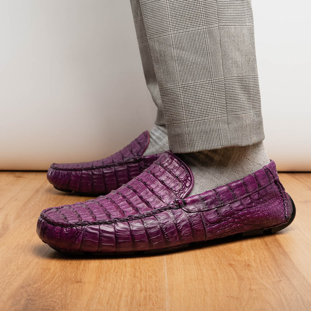 Marco Di Milano genuine caiman slip-on driving loafer Shoes Remo Purple