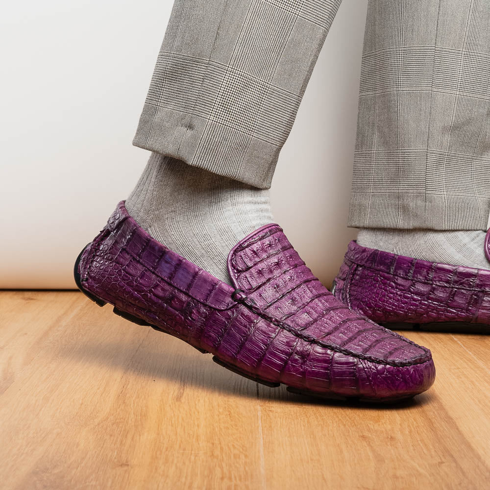 Marco Di Milano genuine caiman slip-on driving loafer Shoes Remo Purple
