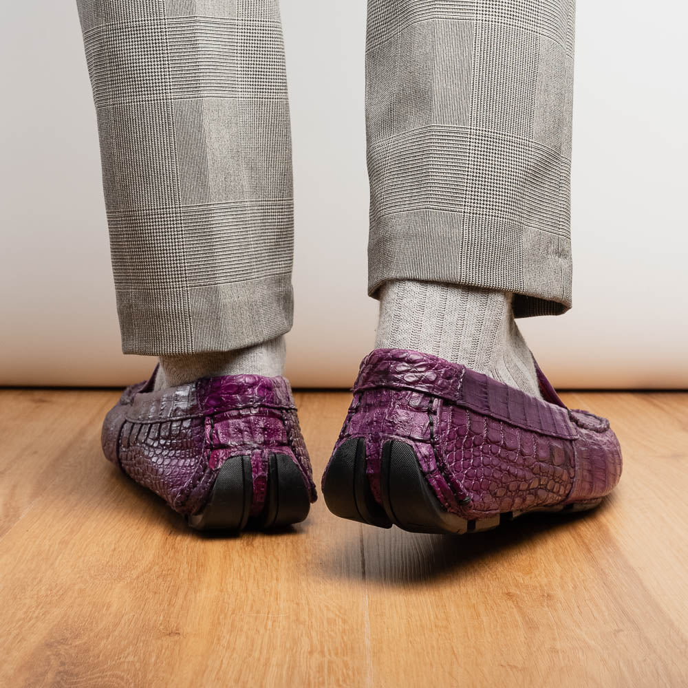 Marco Di Milano genuine caiman slip-on driving loafer Shoes Remo Purple