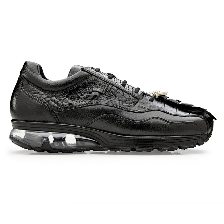 Belvedere Crocodile Fashion Sneakers Rex Black Y44
