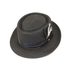Men's Bruno Capelo RAFAELE Braid Straw Pork Pie Hat Telescope Crown RF-400 Black