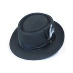 Men's Bruno Capelo RAFAELE Braid Straw Pork Pie Hat Telescope Crown RF-402 Navy