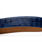 Riccardo Genuine Exotic Caiman Belly Belt Blue Jeans