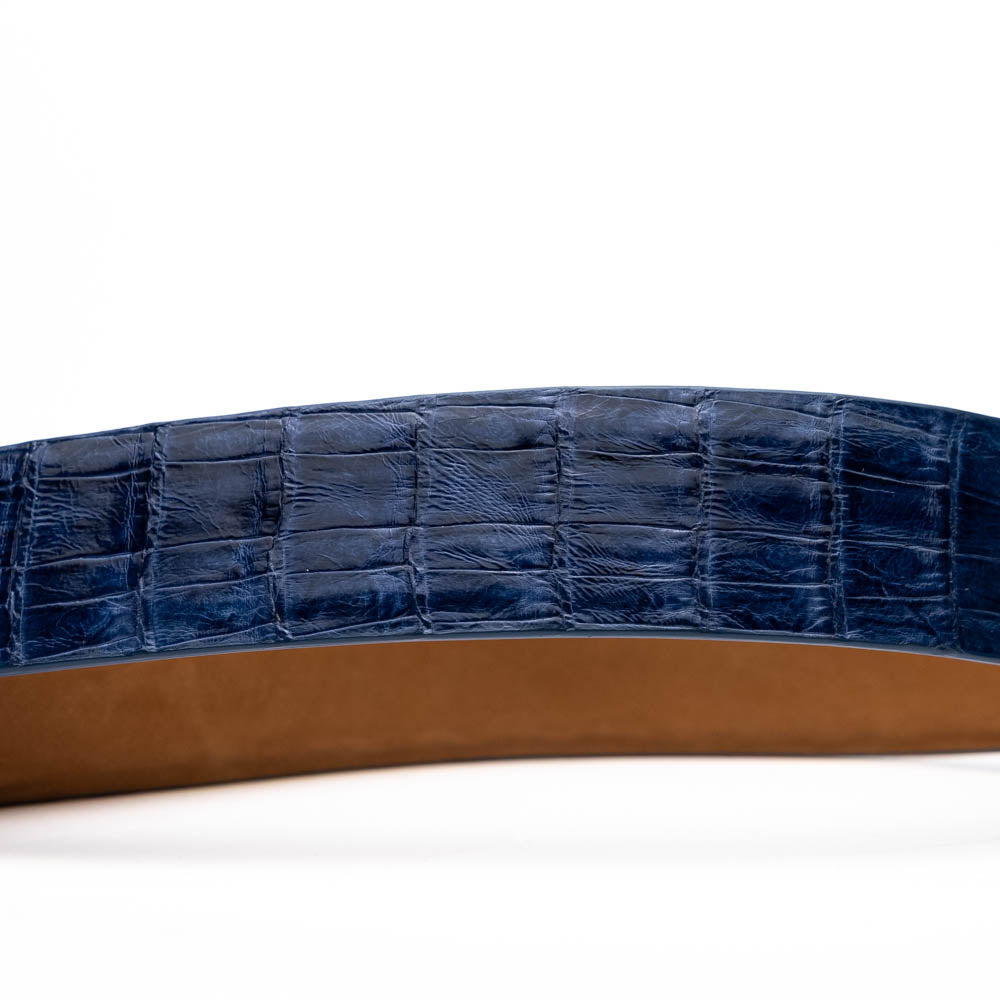 Riccardo Genuine Exotic Caiman Belly Belt Blue Jeans