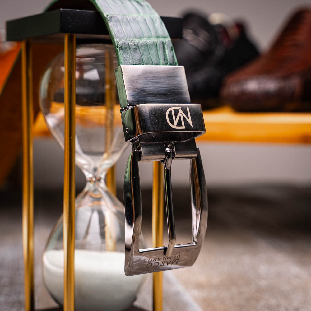 Marco Di Milano genuine exotic caiman fuscus-belly belt Riccardo Forest Green