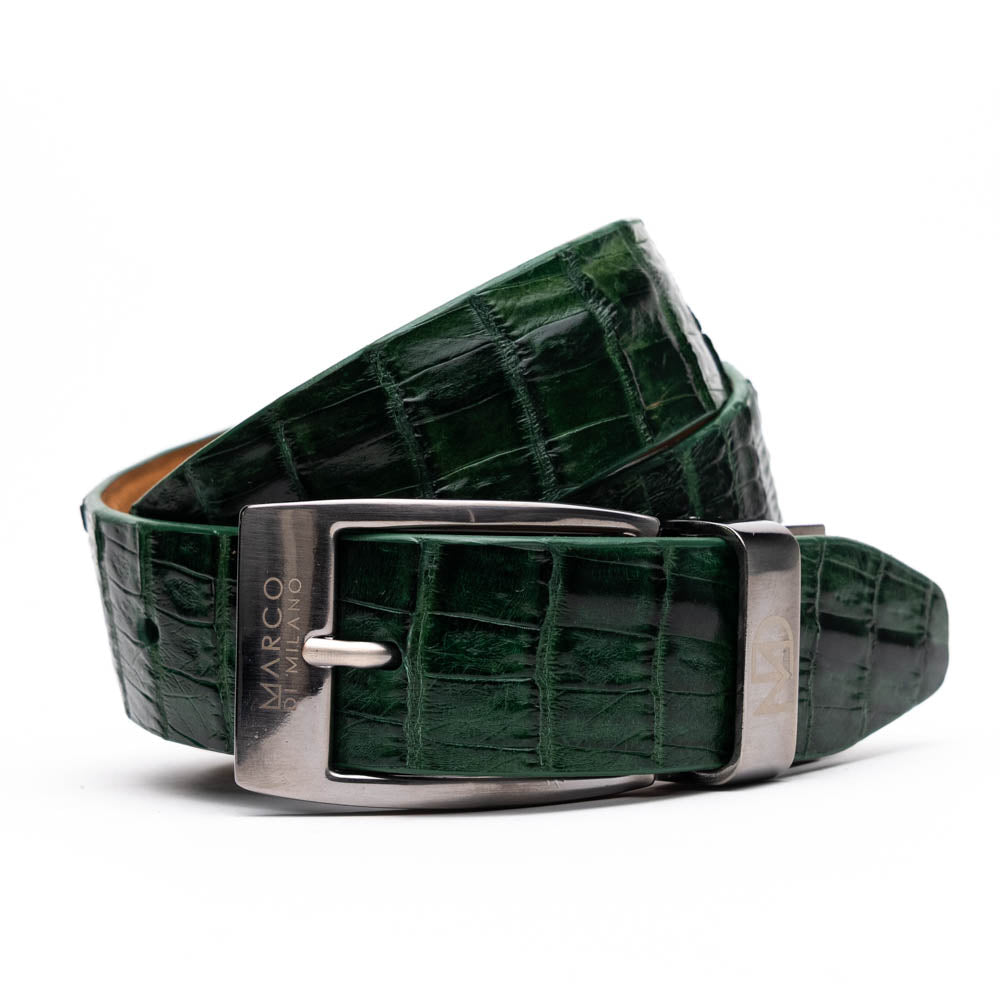 Marco Di Milano genuine exotic caiman fuscus-belly belt Riccardo Forest Green