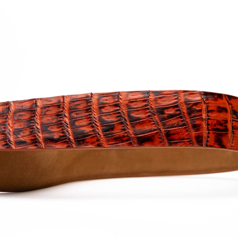 Riccardo Genuine Exotic Caiman Fuscus-belly Belt Rustic Cognac