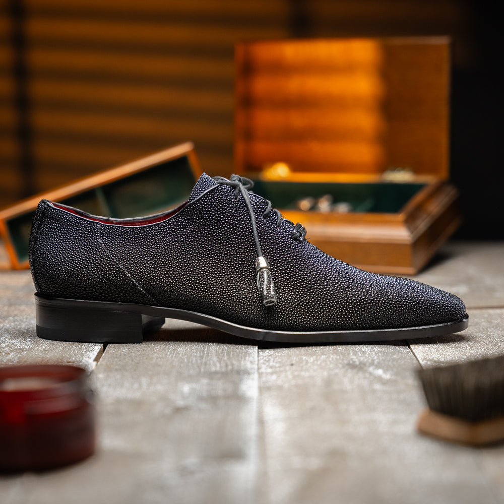 Genuine Stingray Exotic Lace-Up Shoes Rimini Black