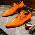 Genuine Stingray Exotic Lace-Up Shoes Rimini Orange