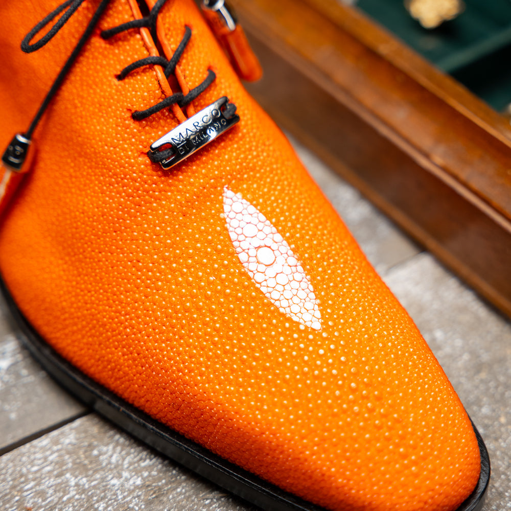 Genuine Stingray Exotic Lace-Up Shoes Rimini Orange
