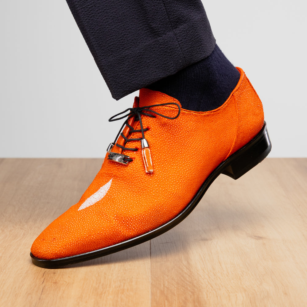 Genuine Stingray Exotic Lace-Up Shoes Rimini Orange