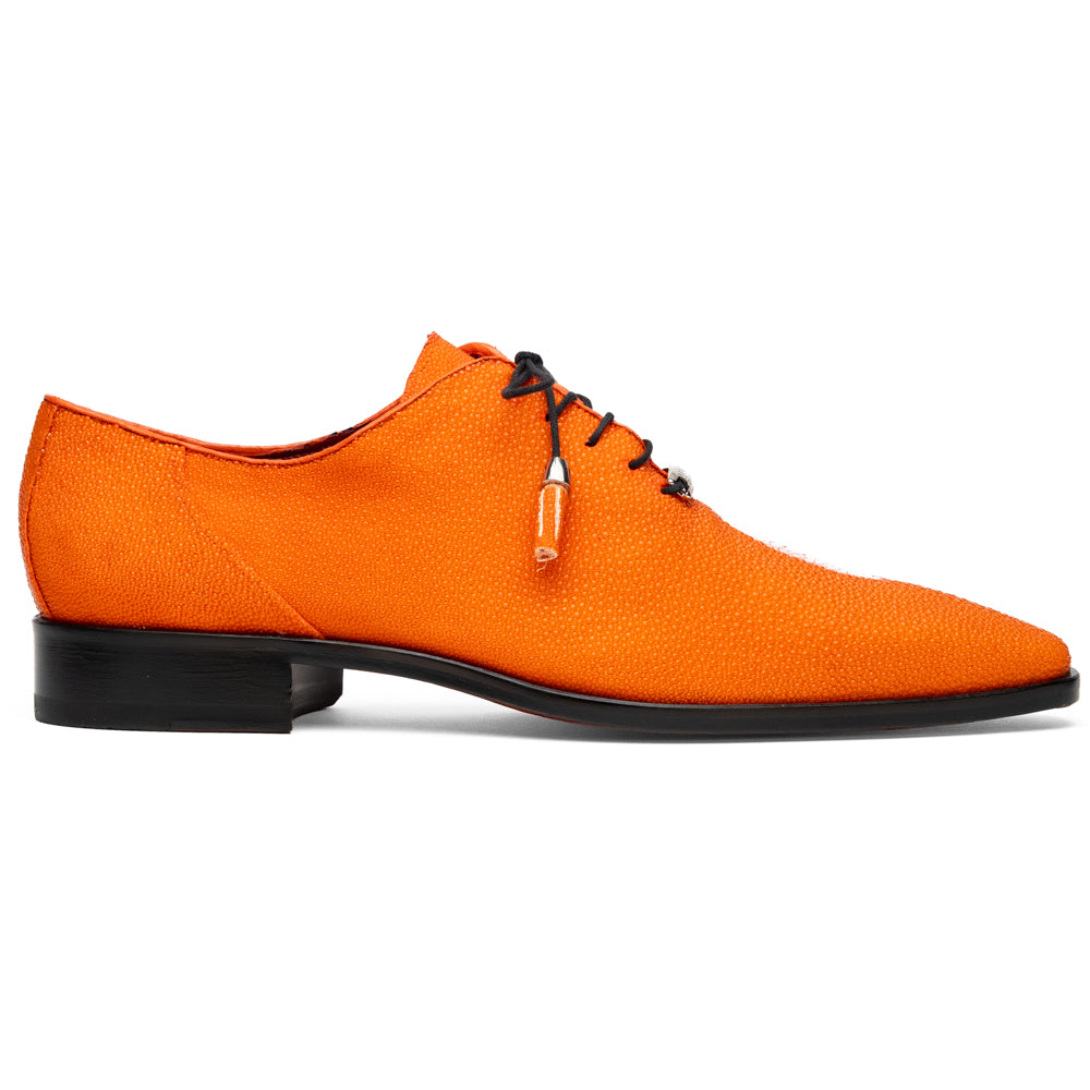 Genuine Stingray Exotic Lace-Up Shoes Rimini Orange