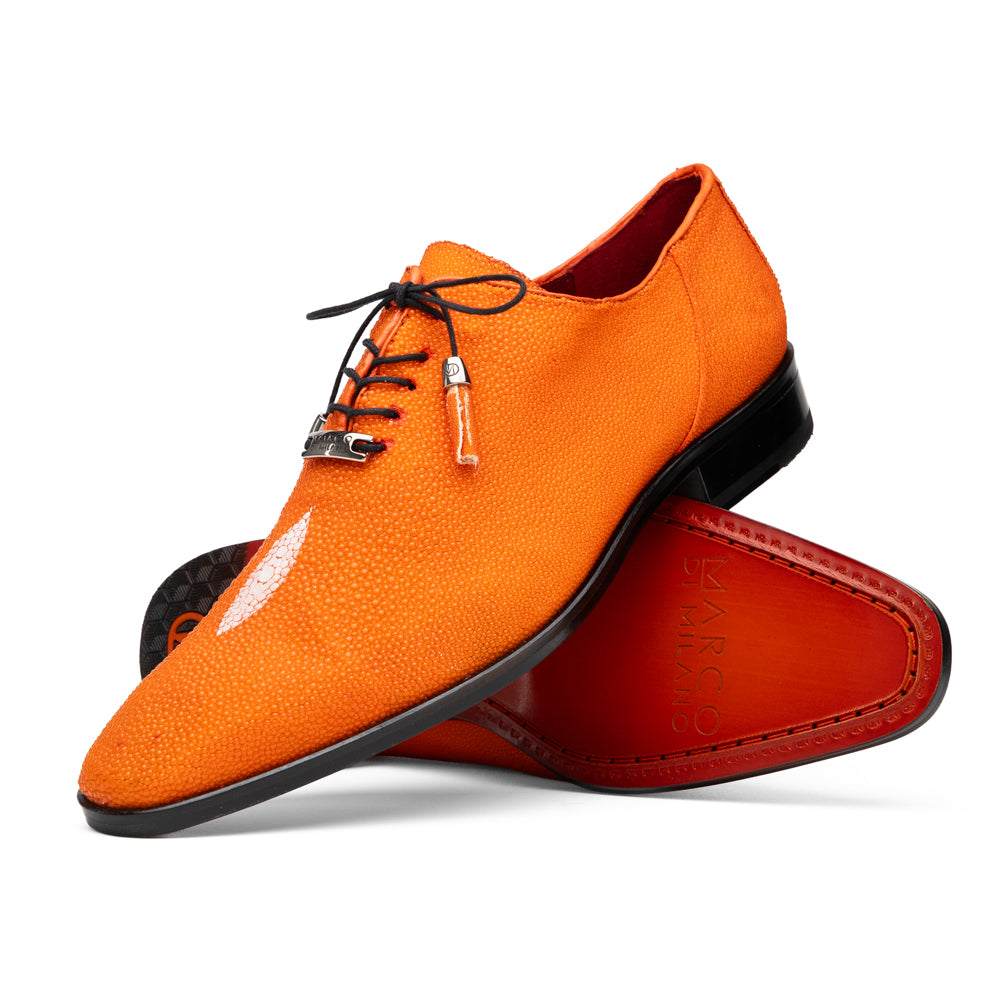 Genuine Stingray Exotic Lace-Up Shoes Rimini Orange