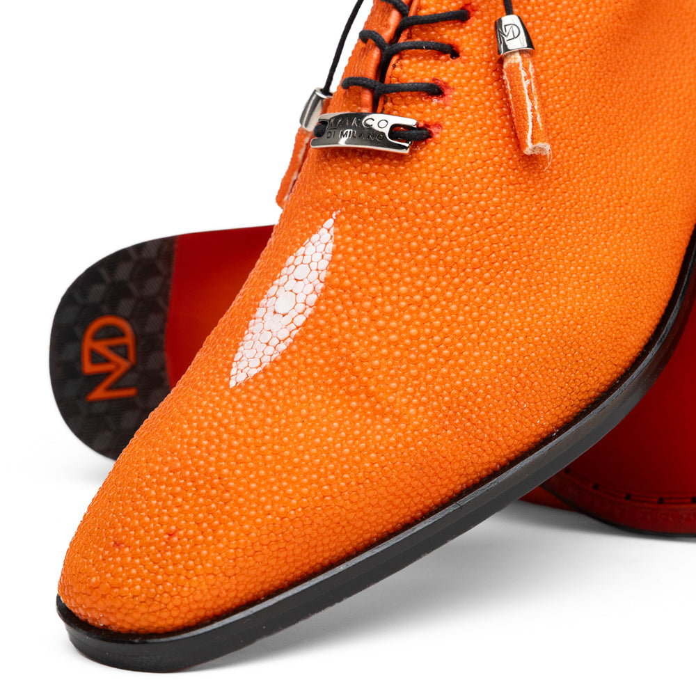 Genuine Stingray Exotic Lace-Up Shoes Rimini Orange