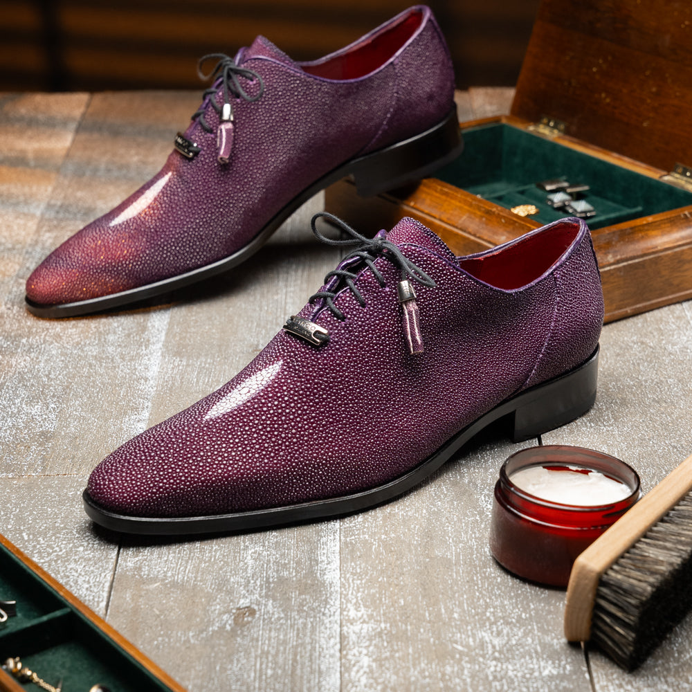 Genuine Stingray Exotic Lace-Up Shoes Rimini Purple